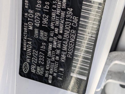 2022 Hyundai Elantra Hybrid Blue