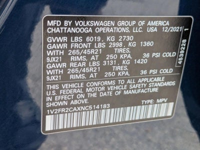 2022 Volkswagen Atlas 3.6L V6 SEL Premium R-Line 4MOTION