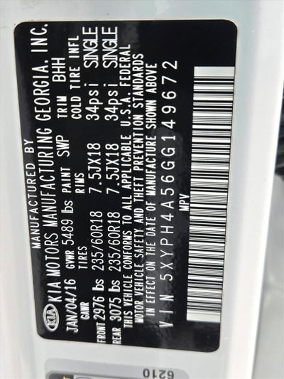 2016 Kia Sorento FWD 4dr 3.3L EX