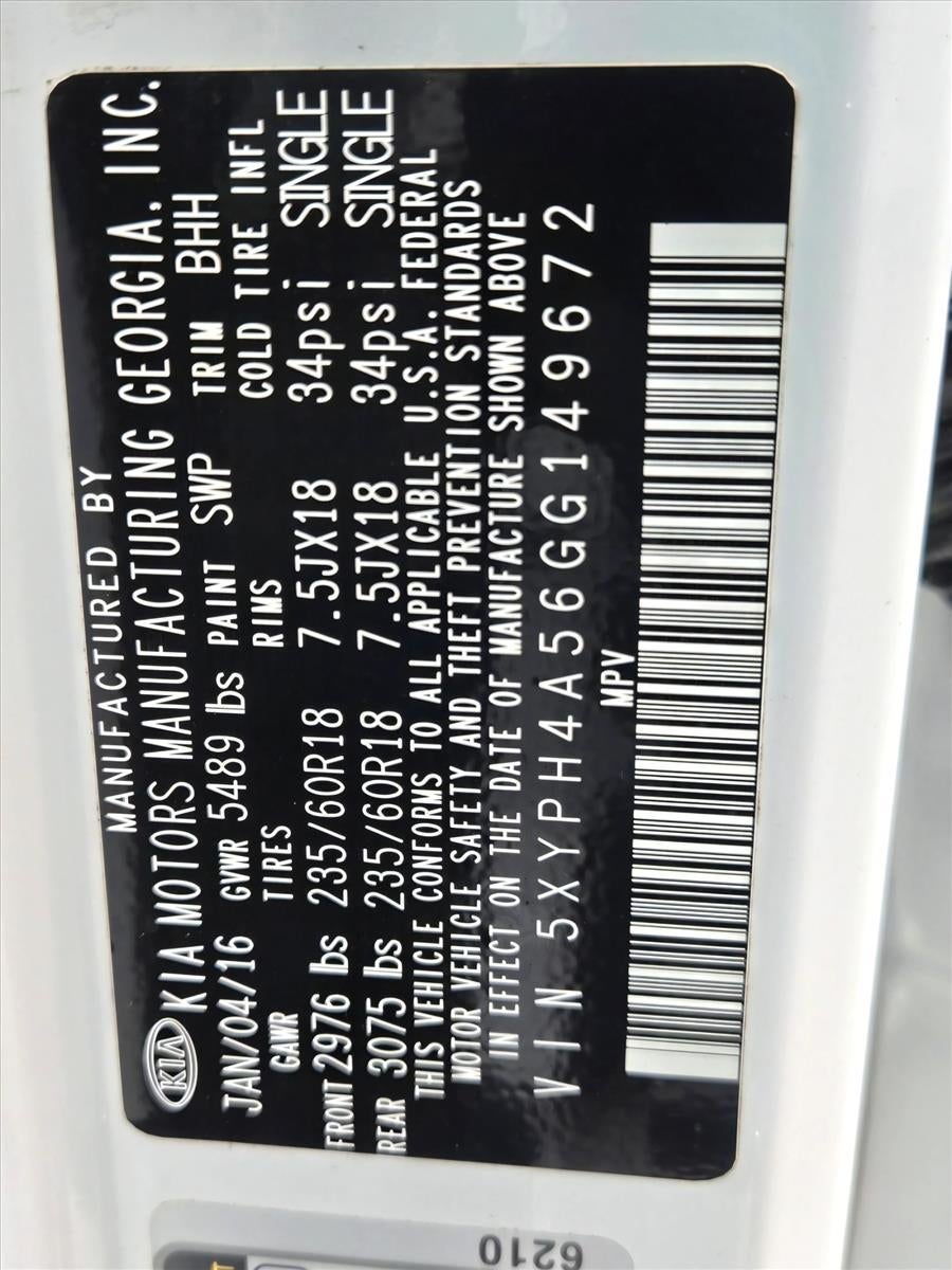 2016 Kia Sorento FWD 4dr 3.3L EX