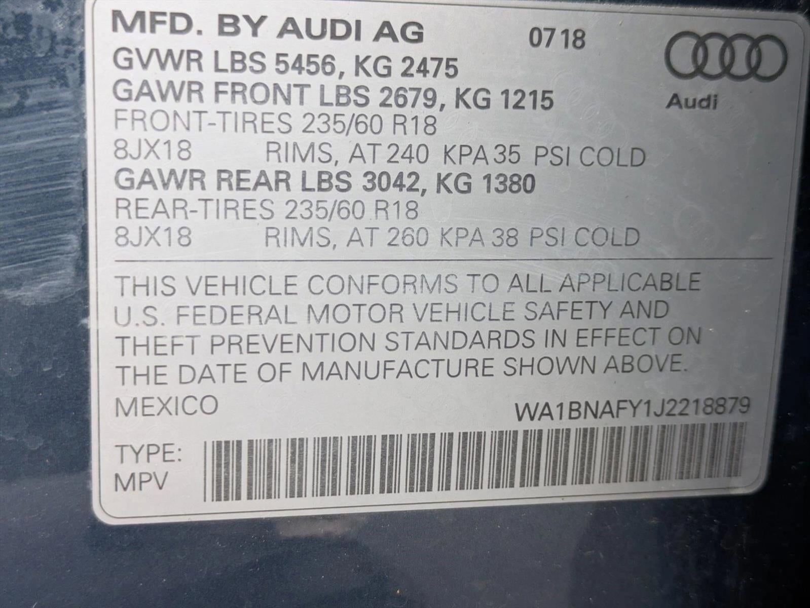 2018 Audi Q5 2.0 TFSI Premium Plus