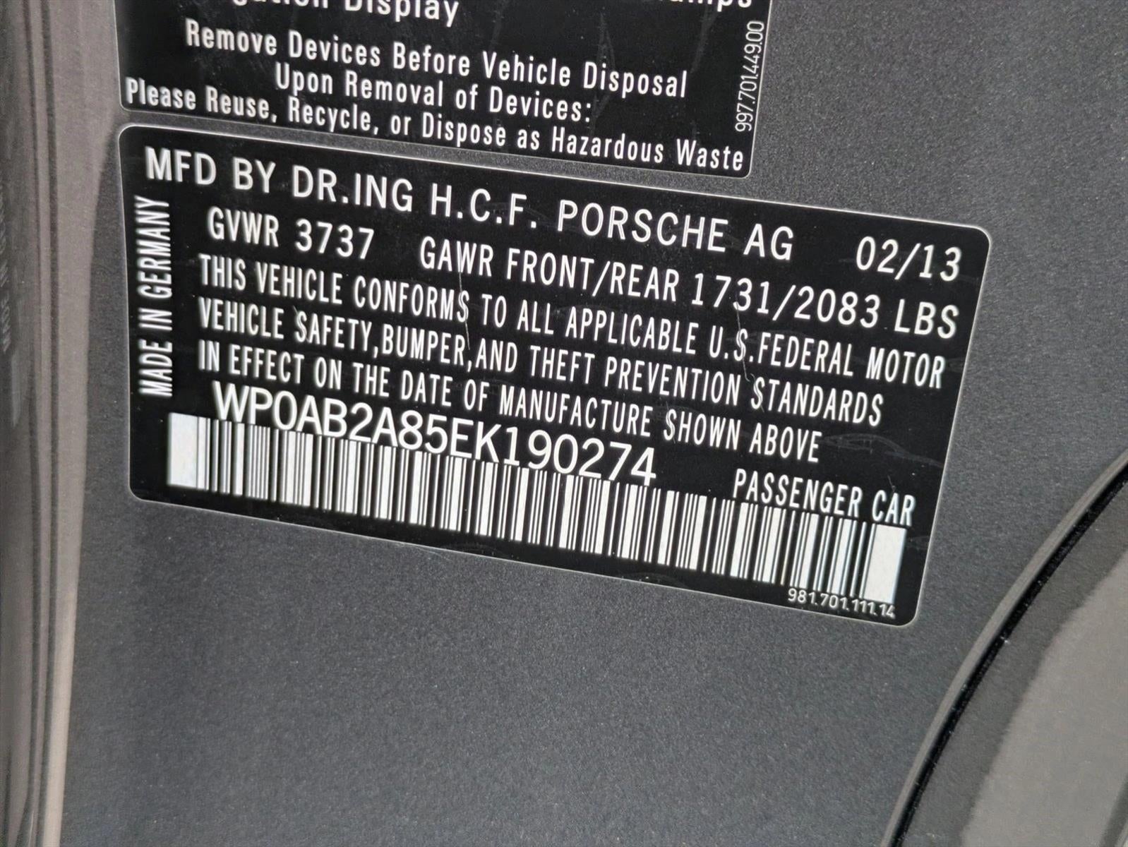 2014 Porsche Cayman 2dr Cpe S