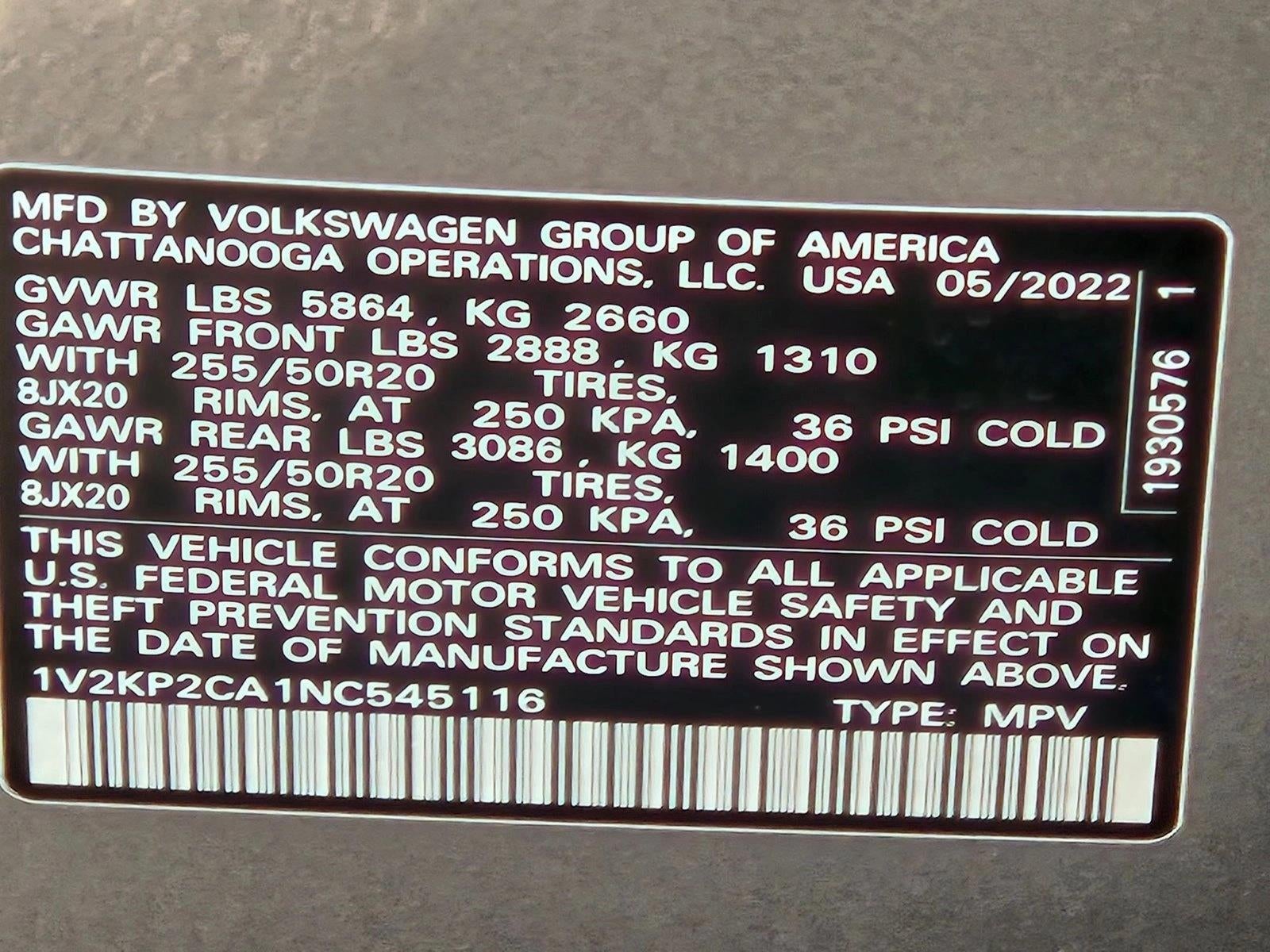 2022 Volkswagen Atlas 2.0T SE w/Technology 4MOTION