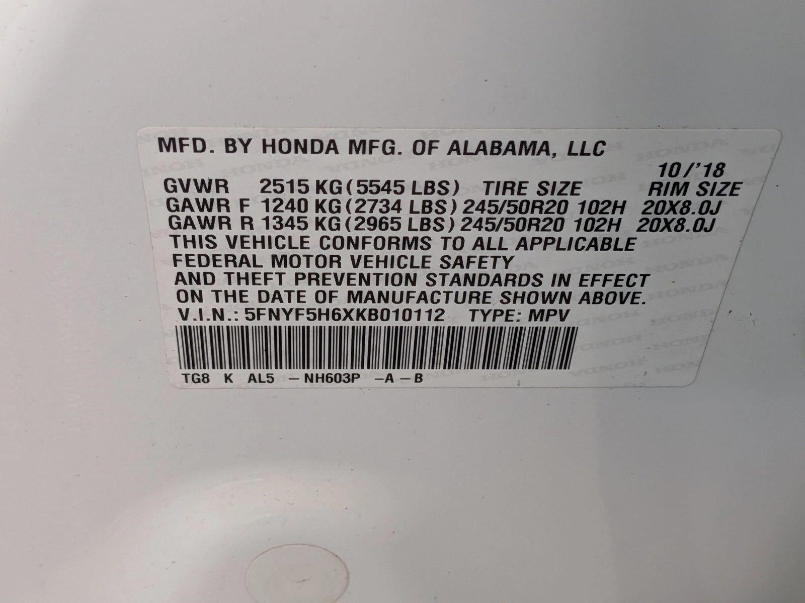 2019 Honda Pilot Touring 7-Passenger 2WD