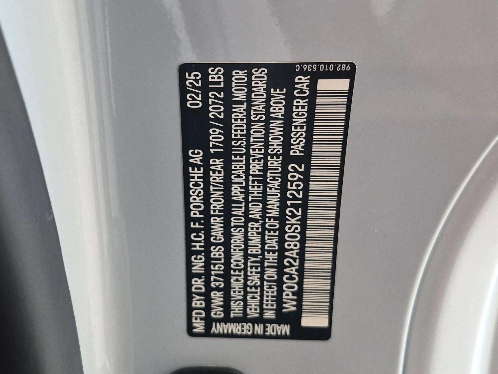 2025 Porsche 718 Boxster Roadster