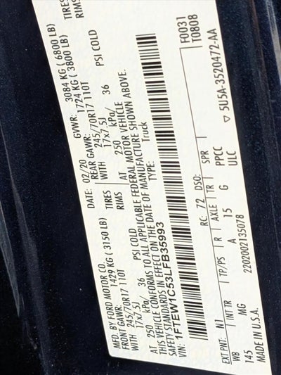 2020 Ford F-150 XLT 2WD SuperCrew 5.5' Box