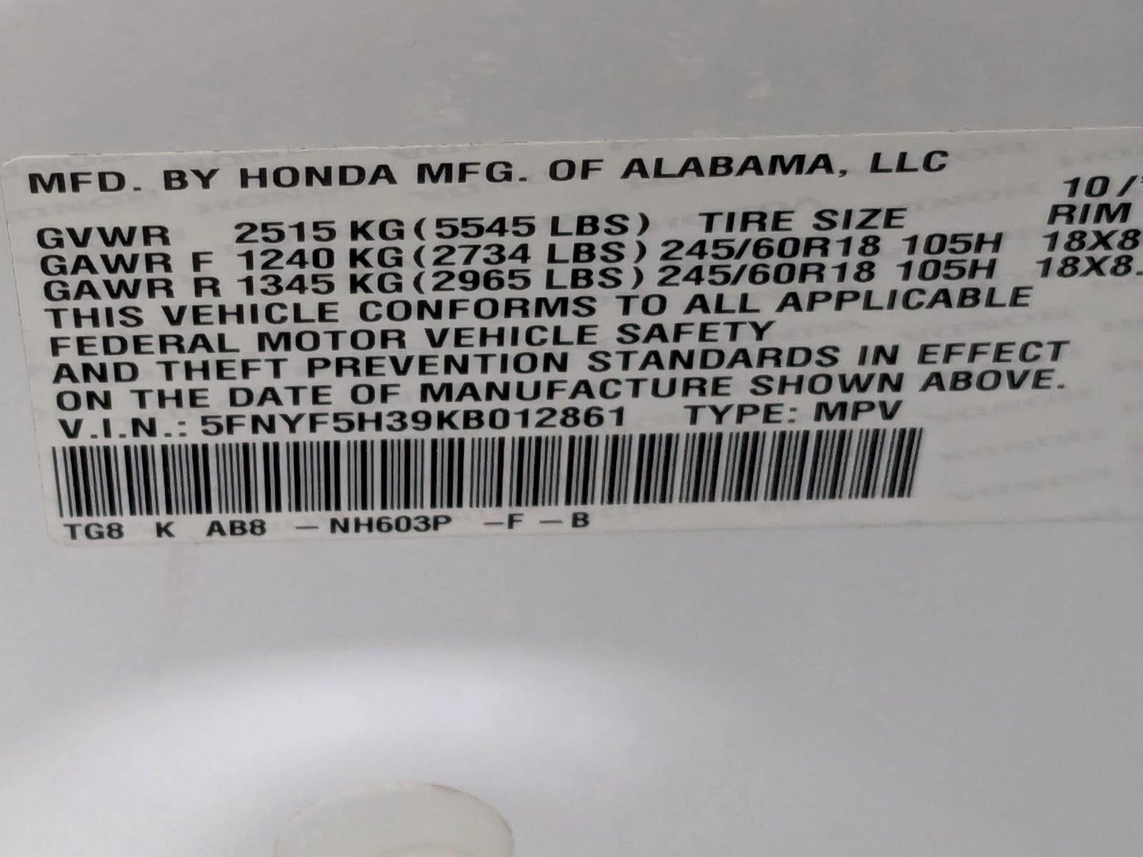 2019 Honda Pilot EX 2WD