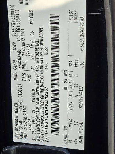 2019 Ford F-150 XL 2WD SuperCab 6.5' Box