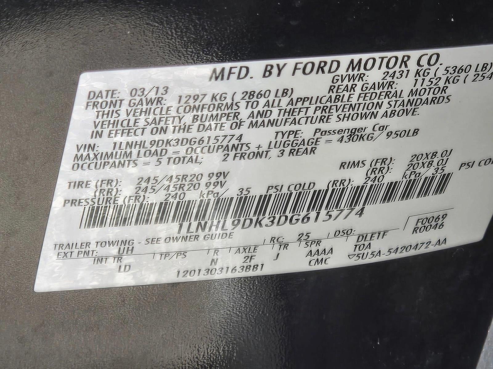 2013 Lincoln MKS 4dr Sdn 3.7L FWD