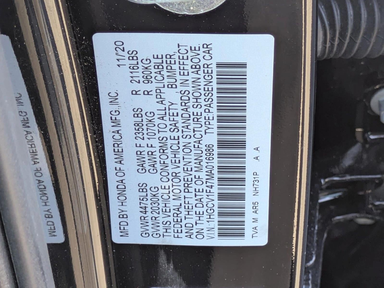 2021 Honda Accord Sedan Sport SE 1.5T CVT