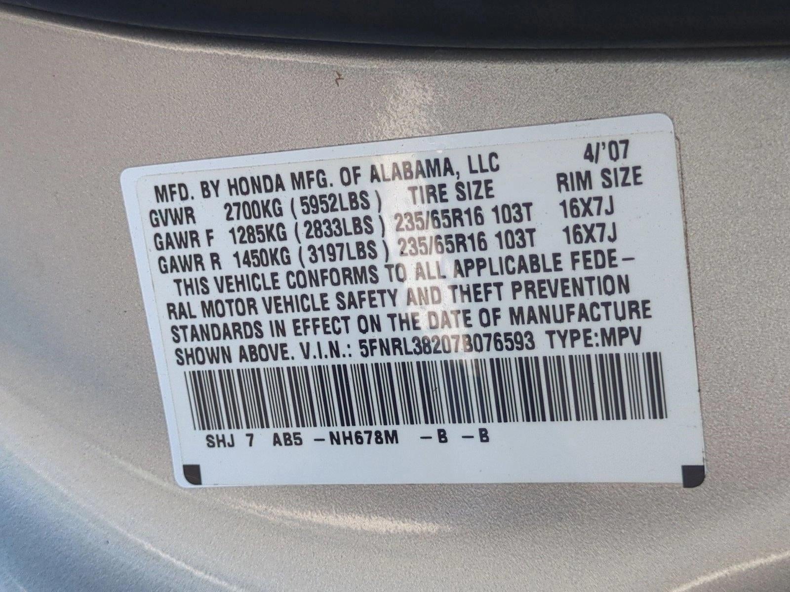 2007 Honda Odyssey LX Auto