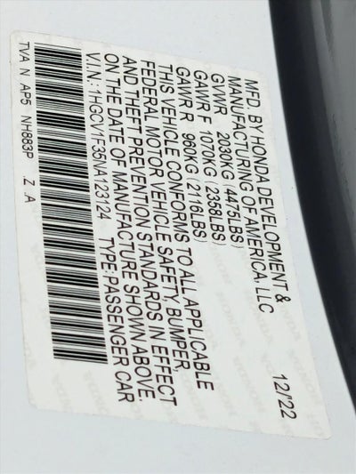 2022 Honda Accord Sedan Sport 1.5T CVT