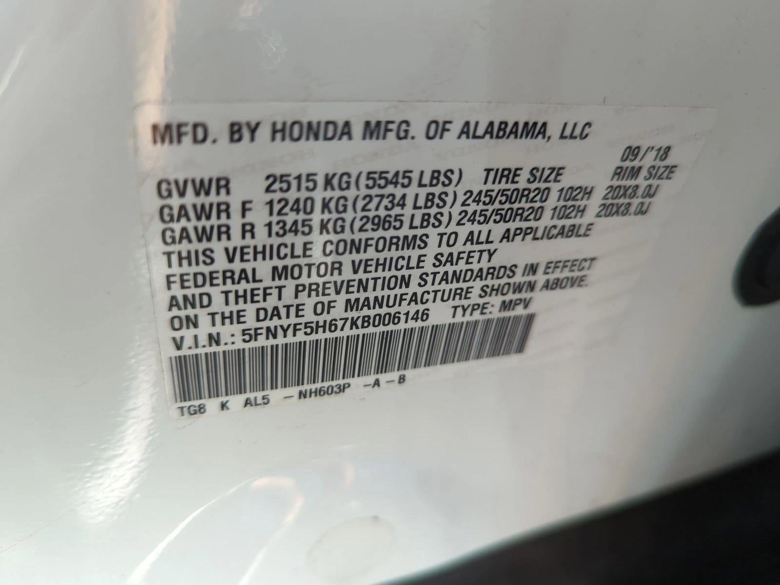 2019 Honda Pilot Touring 7-Passenger 2WD