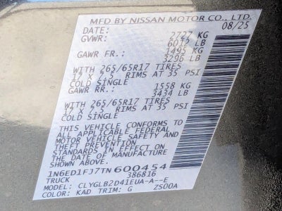 2026 Nissan Frontier Crew Cab 4x2 Long Bed SV