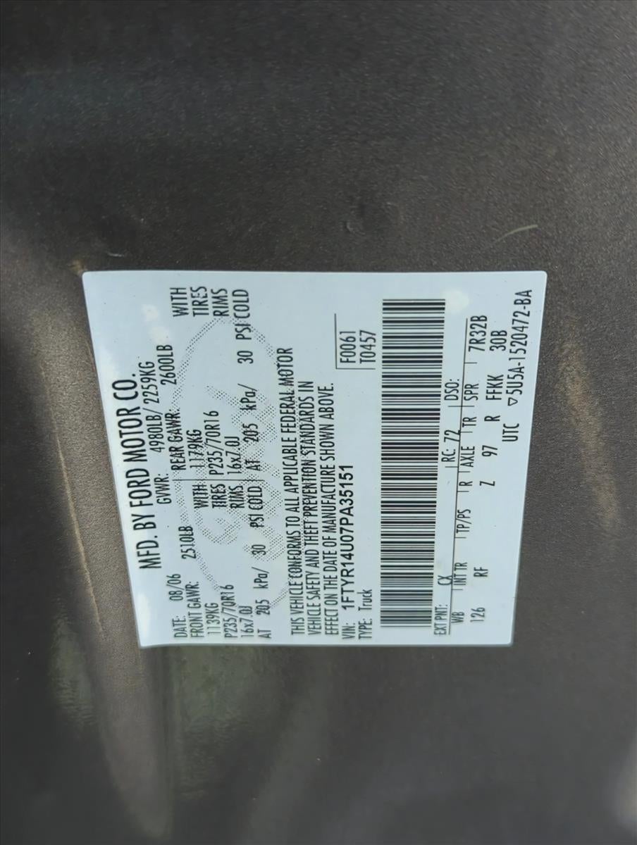 2007 Ford Ranger 2WD SuperCab 2dr 6 Ft Box XL