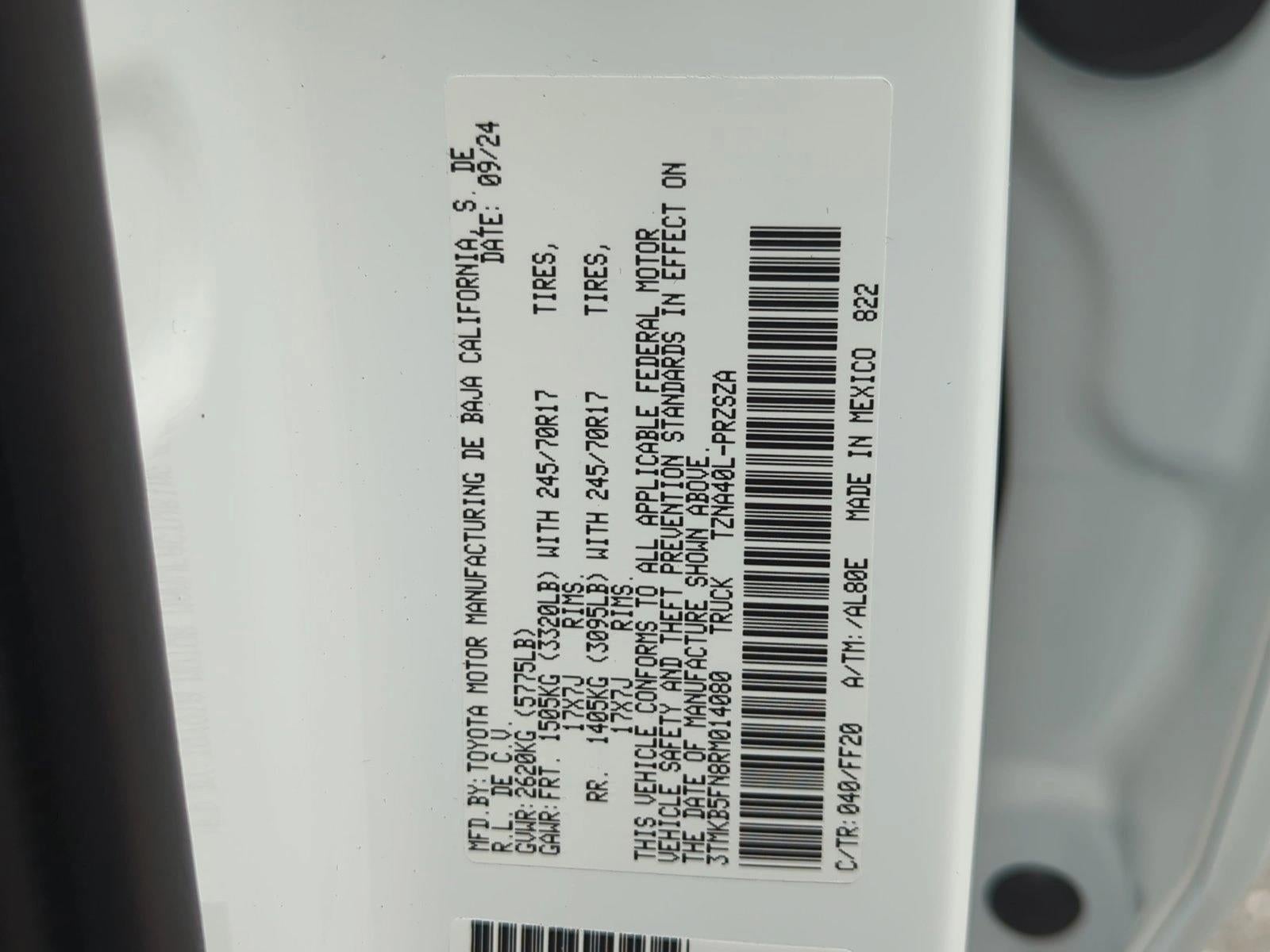 2024 Toyota Tacoma 2WD 2WD SR5 Double Cab 5' Bed AT (Natl)