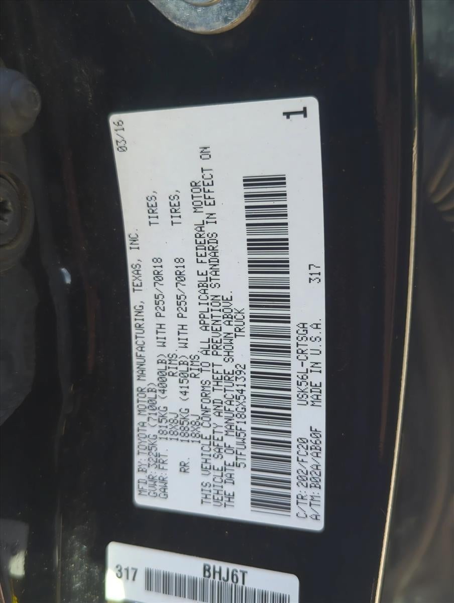 2016 Toyota Tundra 4WD Truck 4WD Double Cab Standard Bed 5.7L FFV V8 SR5 (GS)