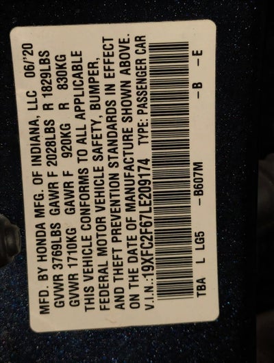 2020 Honda Civic Sedan LX CVT