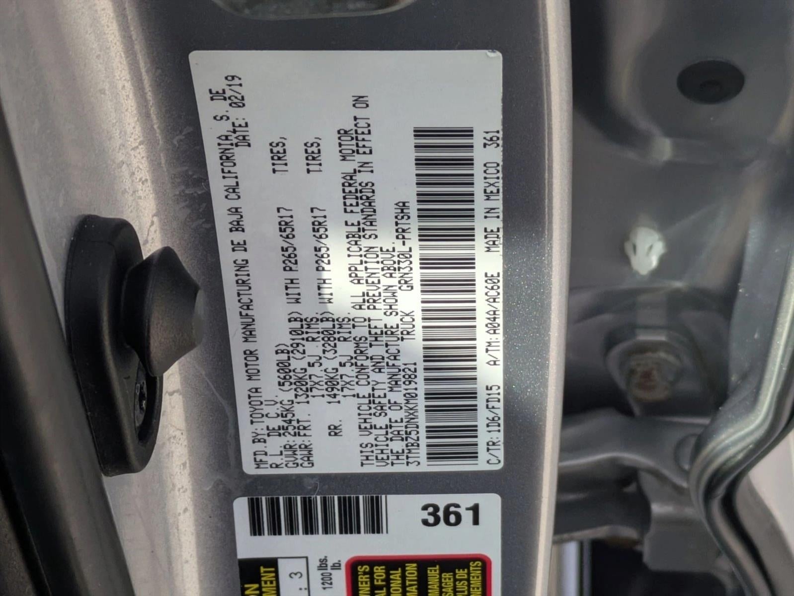 2019 Toyota Tacoma 2WD 2WD TRD Sport Double Cab 6' Bed V6 AT (Natl)