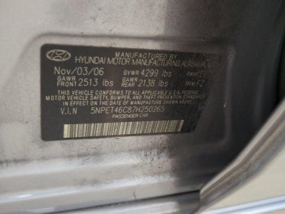 2007 Hyundai SONATA 4dr Sdn Auto GLS *Ltd Avail*