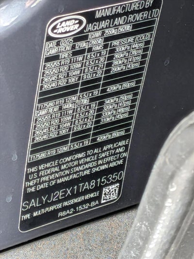 2026 Land Rover Range Rover Velar P250 S