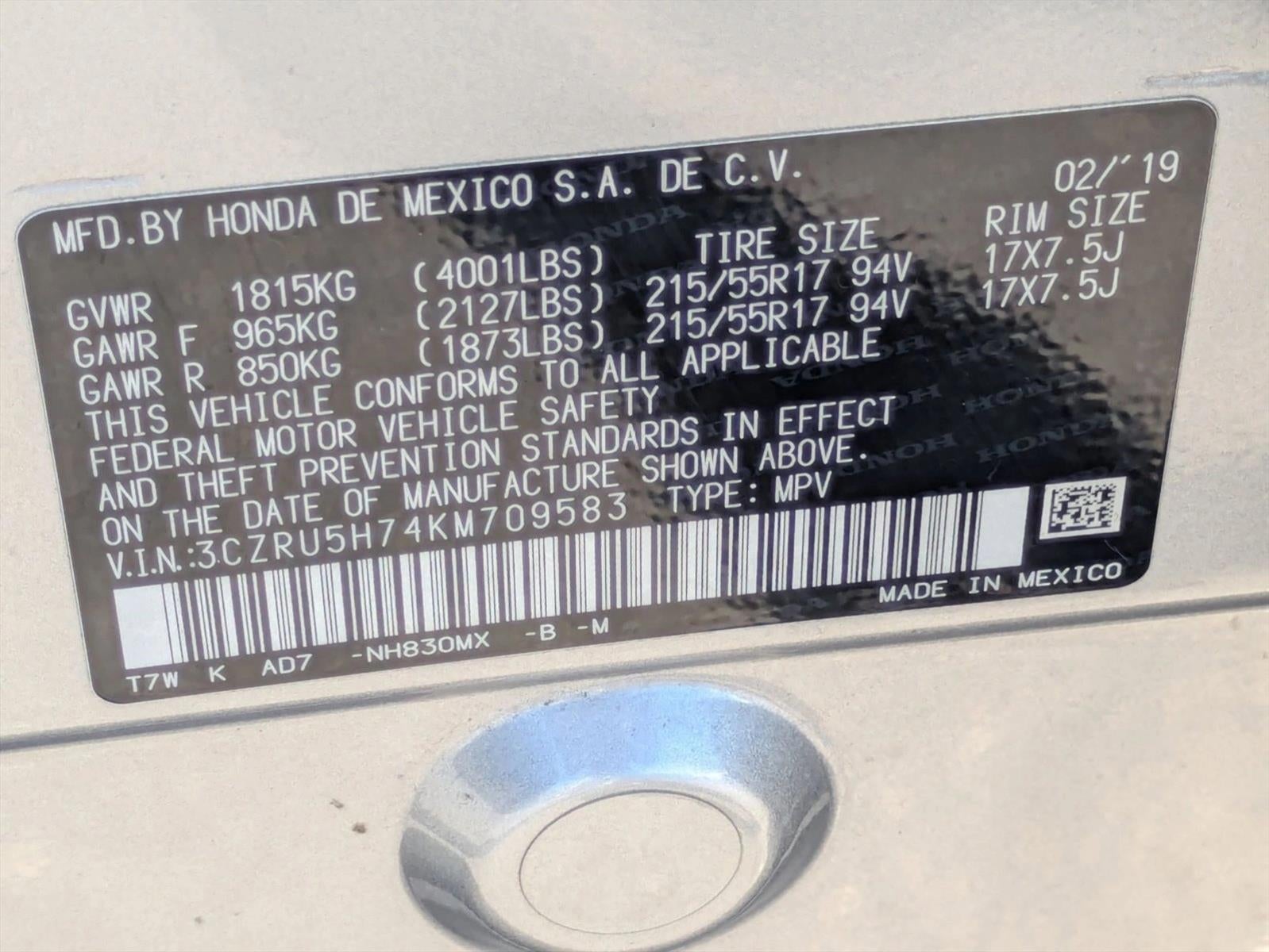 2019 Honda HR-V EX-L 2WD CVT