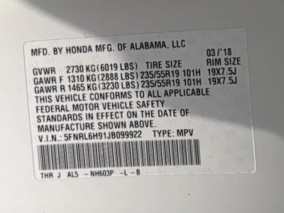 2018 Honda Odyssey Elite Auto