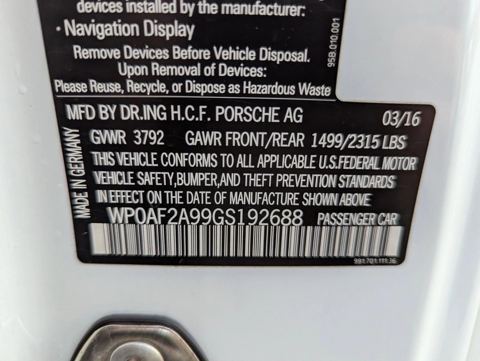 2016 Porsche 911 2dr Cpe GT3 RS