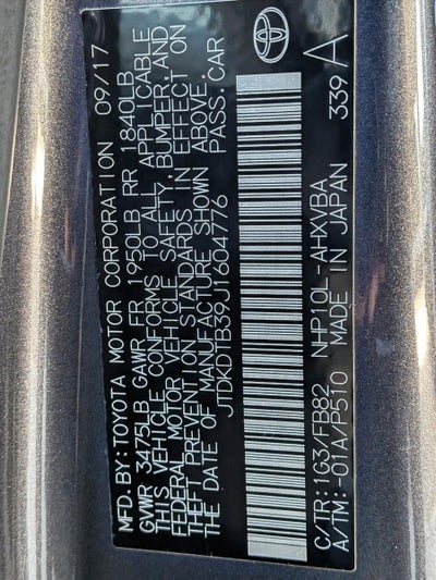 2018 Toyota Prius c Two (GS)