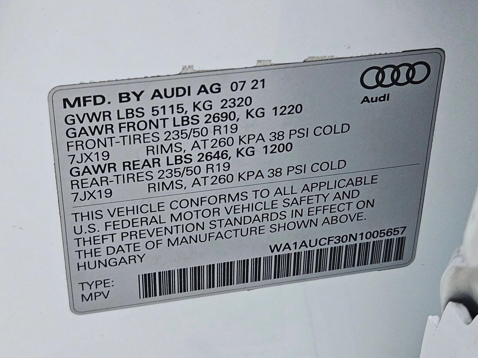 2022 Audi Q3 Premium 40 TFSI quattro
