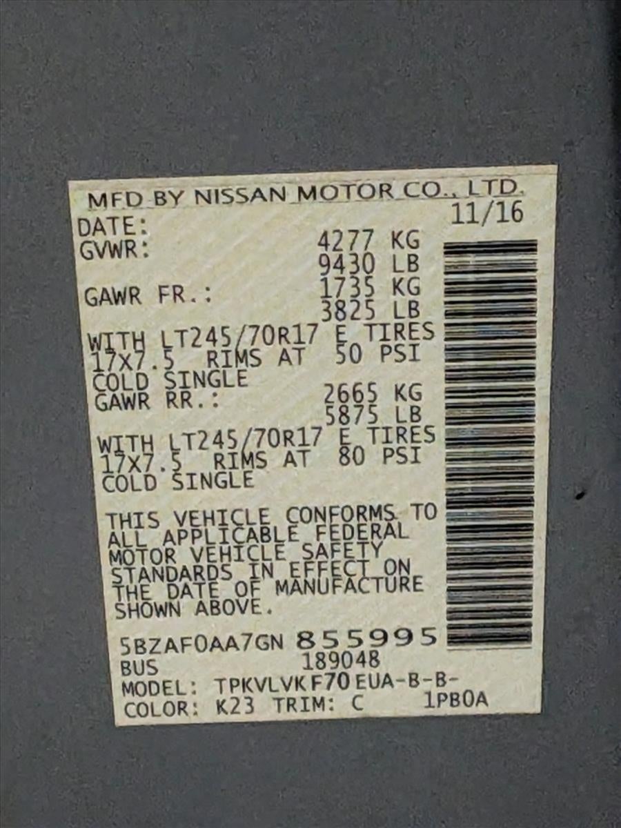 2016 Nissan NVP V8 SL