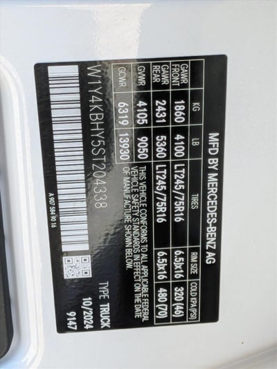 2025 Mercedes-Benz Sprinter Cargo Van 2500 Standard Roof I4 Diesel 144" RWD