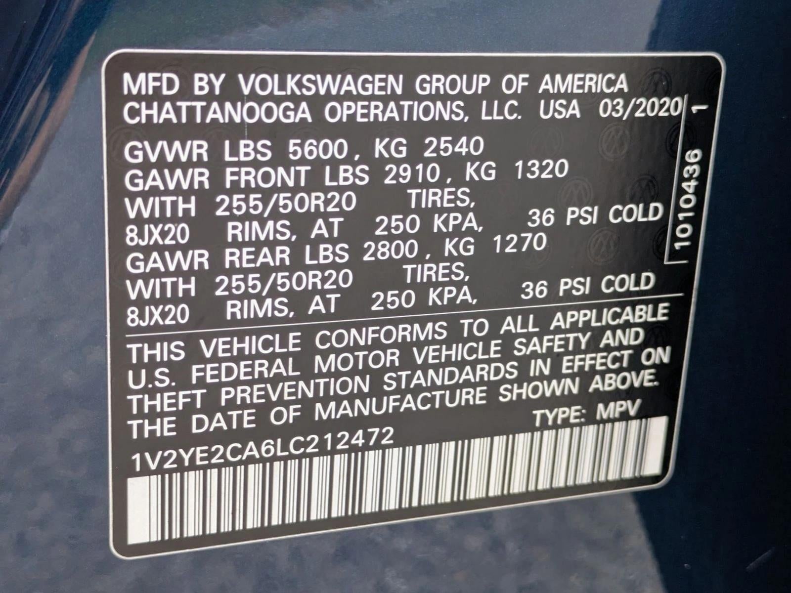 2020 Volkswagen Atlas Cross Sport 3.6L V6 SE w/Technology FWD